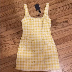 NBD yellow check mini dress